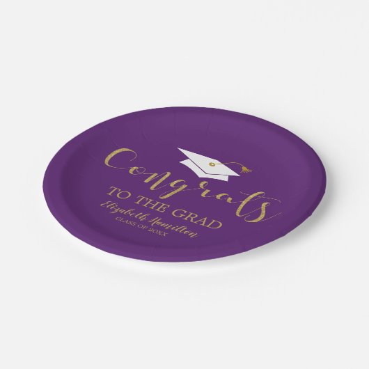 Assiettes En Carton Félicitations À La Parties scintillant De L'Or Gra (Angle)