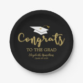 Assiettes En Carton Félicitations À La Parties scintillant D'Or Grad G (Devant)