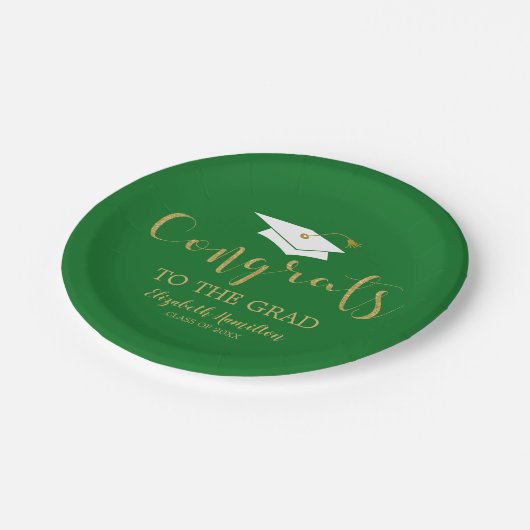 Assiettes En Carton Félicitations À La Parties scintillant D'Or Grad G (Angle)