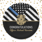 Assiettes En Carton Félicitations à la Police Blue Line Flag