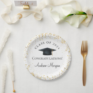 Assiettes En Carton Félicitations à l'or Confetti