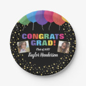 Assiettes En Carton Félicitations Ballons de Graduation Confetti Grad (Devant)