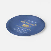 Assiettes En Carton Félicitations Blue Gold White Script Graduation (Angle)