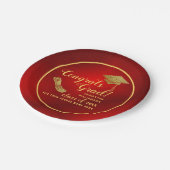 Assiettes En Carton Félicitations Classe Grand Rouge et Or de 2025 (Angle)
