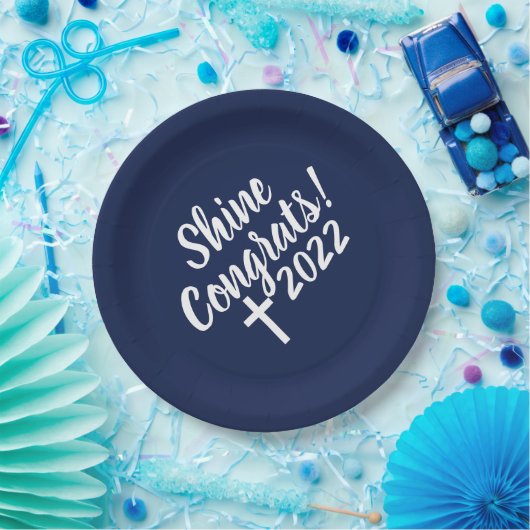 Assiettes En Carton Félicitations Croix-Blanche temps pour briller Gra (Fête)