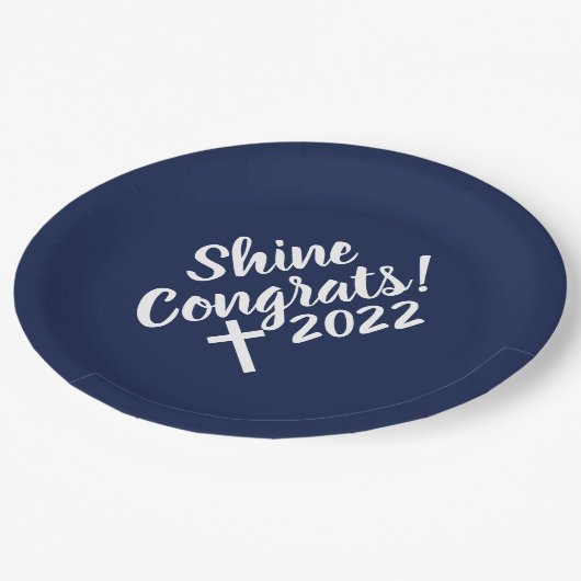 Assiettes En Carton Félicitations Croix-Blanche temps pour briller Gra (Angle)