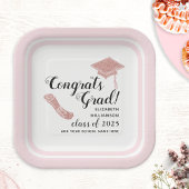 Assiettes En Carton Félicitations Grad Elegant Pink Class 2025 Graduat