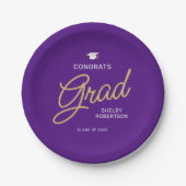 Assiettes En Carton Félicitations Grad Script Moderne Purple Graduatio (Devant)