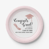 Assiettes En Carton Félicitations Grad White Pink Class 2025 Graduatio (Devant)
