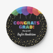 Assiettes En Carton Félicitations Grand Ballons Gold Confetti Graduati (Devant)