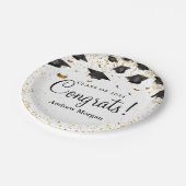 Assiettes En Carton Félicitations Grand Gold Confetti Graduation Caps (Angle)