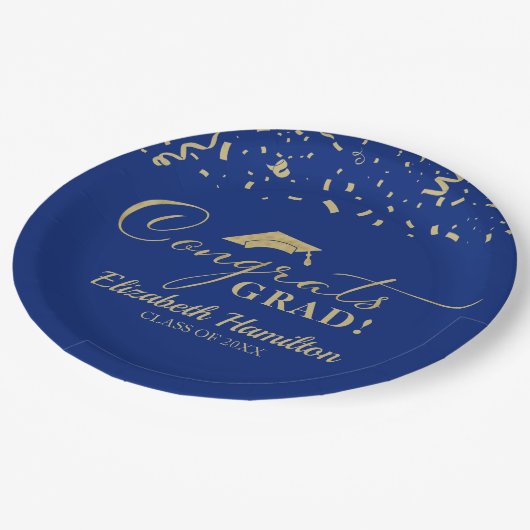 Assiettes En Carton Félicitations Grand Gold Script Grad Graduation Pa (Angle)