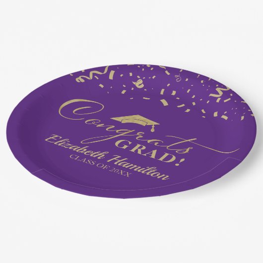 Assiettes En Carton Félicitations Grand Gold Script Grad Graduation Pa (Angle)