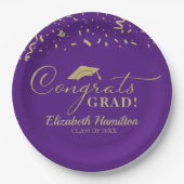 Assiettes En Carton Félicitations Grand Gold Script Grad Graduation Pa (Devant)