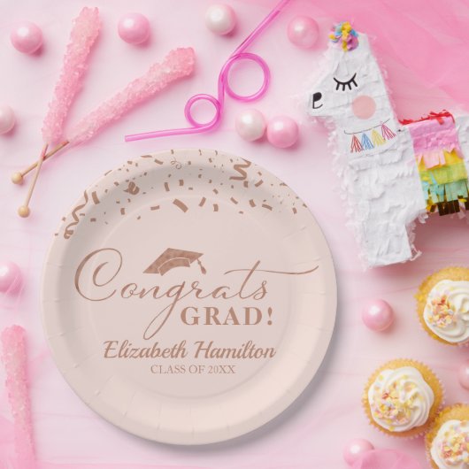 Assiettes En Carton Félicitations Grand Rose Gold Script Graduation Pa (Fête)