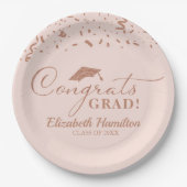 Assiettes En Carton Félicitations Grand Rose Gold Script Graduation Pa (Devant)
