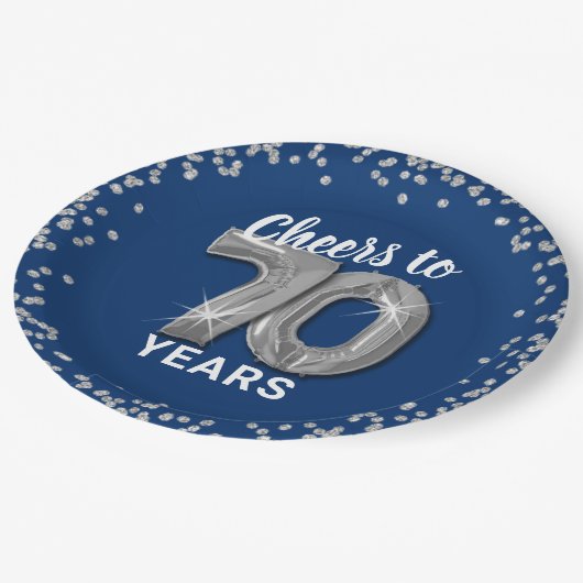 Assiettes En Carton Félicitations modernes à 70 ans Anniversaire (Angle)