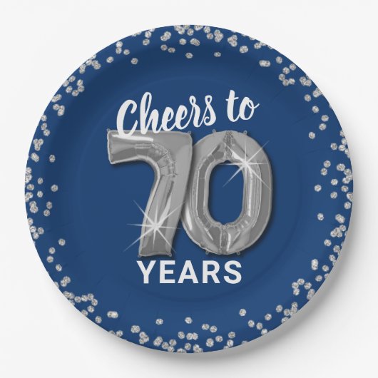 Assiettes En Carton Félicitations modernes à 70 ans Anniversaire (Devant)