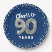 Assiettes En Carton Félicitations modernes à 90 ans Anniversaire (Devant)