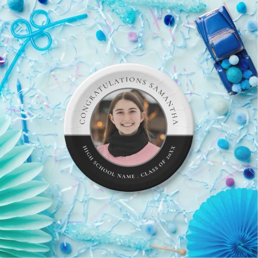 Assiettes En Carton Félicitations Nom Photo Graduation personnalisée (Fête)