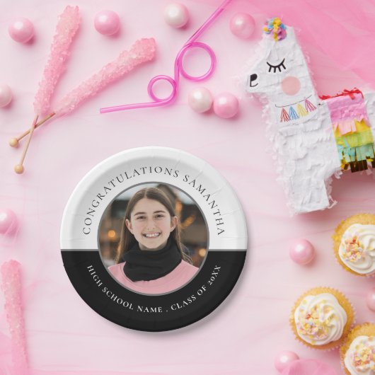 Assiettes En Carton Félicitations Nom Photo Graduation personnalisée (Fête)
