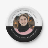 Assiettes En Carton Félicitations Nom Photo Graduation personnalisée (Devant)