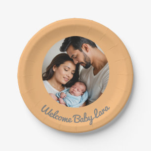 Assiettes En Carton Félicitations nouvelle petite fille pêche, bienven