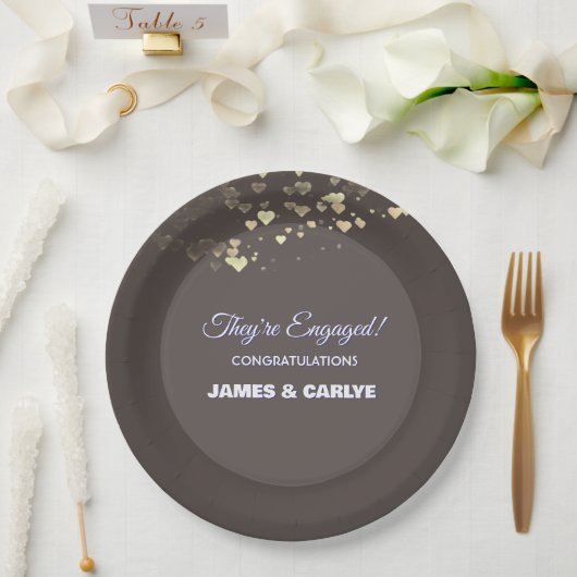 Assiettes En Carton Félicitations pour ces fiançailles élégantes et pe (Mariage)