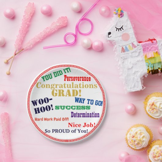 Assiettes En Carton Félicitations pour la qualification Typographie (Fête)