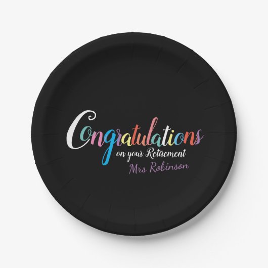 Assiettes En Carton Félicitations pour la retraite des enseignants (Devant)