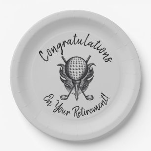 Assiettes En Carton Félicitations pour la retraite Golf Ball Tee Clubs