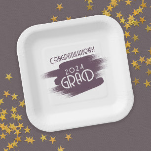 Assiettes En Carton Félicitations pour le diplôme avec des coups de pi