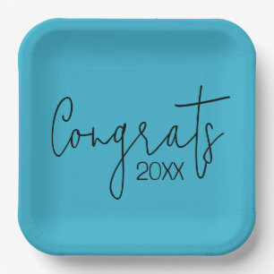 Assiettes En Carton Félicitations Pour Les Diplômes Turquoises
