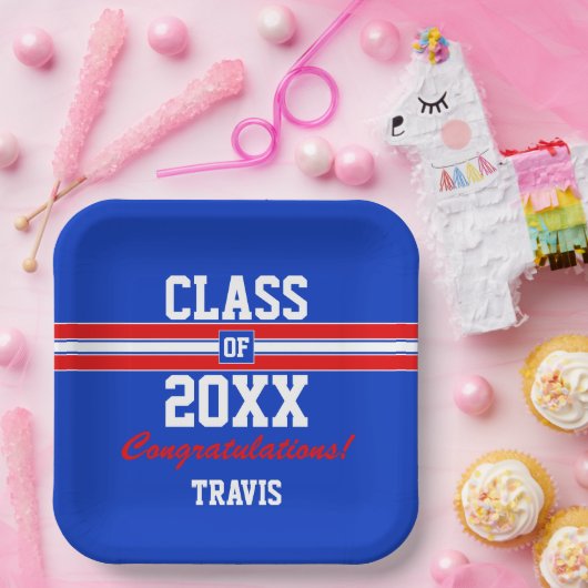 Assiettes En Carton  Félicitations sur mesure pour la graduation Rouge (Fête)