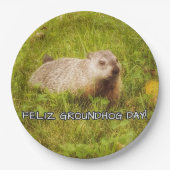 Assiettes En Carton Feliz Groundhog Day! plaques papier (Devant)
