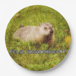 Assiettes En Carton Feliz Groundhog Day! plaques papier