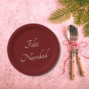 Assiettes En Carton Feliz Navidad Christmas Fiesta Rouge