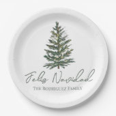 Assiettes En Carton Feliz Navidad-Joyeux sapin de Noël et lumières (Devant)