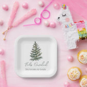 Assiettes En Carton Feliz Navidad-Joyeux sapin de Noël et lumières (Fête)