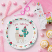 Assiettes En Carton Feliz Navidad Llama brillante et festive Noël (Fête)