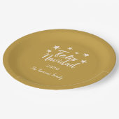 Assiettes En Carton Feliz Navidad Modern Noël Famille (Angle)