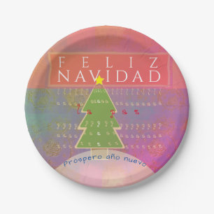 Assiettes En Carton "Feliz navidad" Paix et bonne année