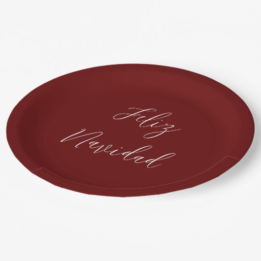 Assiettes En Carton Feliz Navidad Red Joyer Noël Script (Angle)