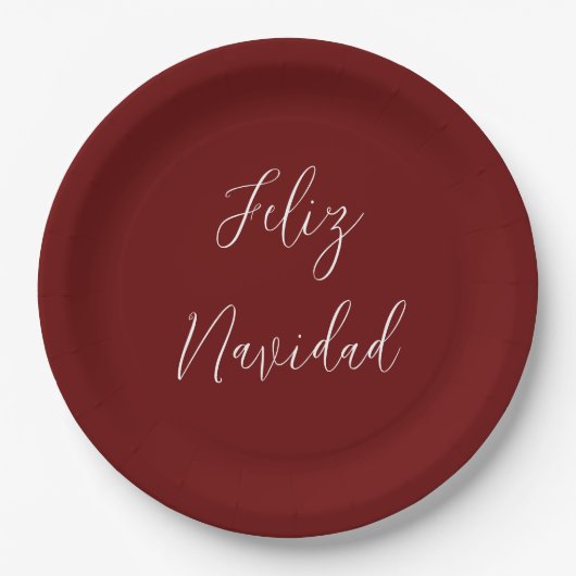 Assiettes En Carton Feliz Navidad Red Joyer Noël Script (Devant)