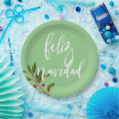 Assiettes En Carton Feliz Navidad Rouge et Vert Noël simple (Fête)