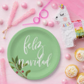 Assiettes En Carton Feliz Navidad Rouge et Vert Noël simple (Fête)