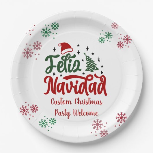 Assiettes En Carton Feliz Navidad Spanish Joyeux Noël (Devant)