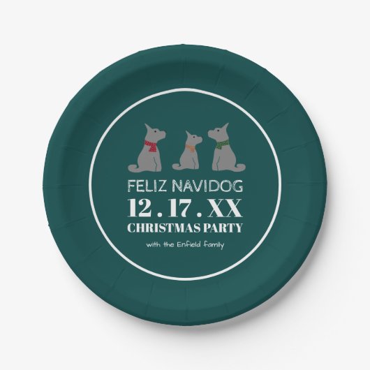 Assiettes En Carton Feliz Navidog, Noël à l'espagnol (Devant)