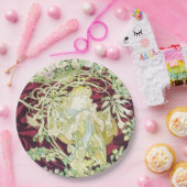 Assiettes En Carton Femme à marguerite - Mucha daisy textile repro (Fête)