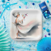 Assiettes En Carton Femme Âgée Classique Avec Boisson De Fête (Fête)
